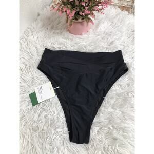 *NEW* Halara Crossover Highwaisted Bikini Swim Swimsuit Bottom Black Size Medium